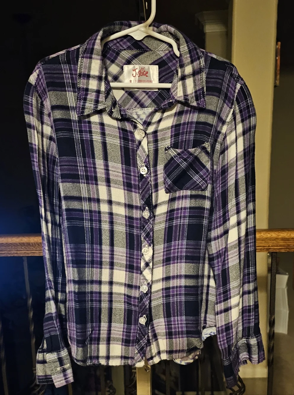 Justice Purple Plaid Button-Up Shirt